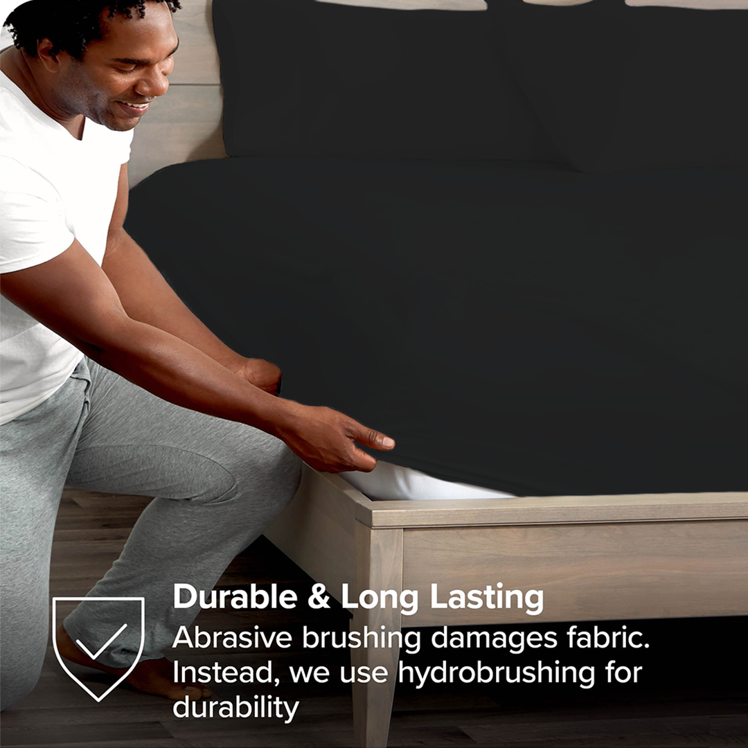 Black Fitted Bed Sheet with Pillowcase