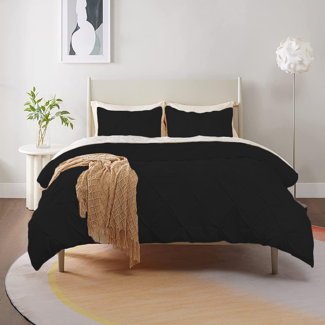 Black Pintuck Duvet Cover Set