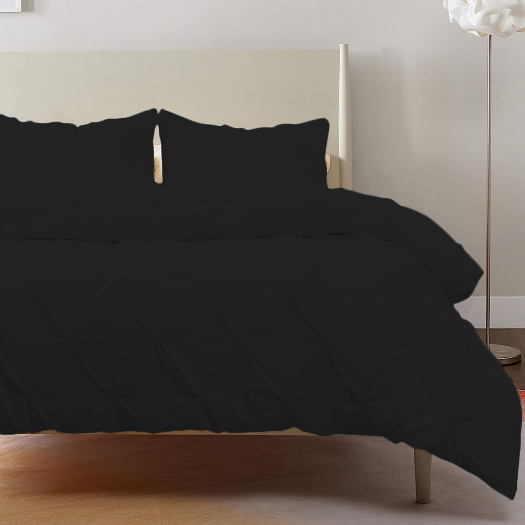 Black Pintuck Duvet Cover Set
