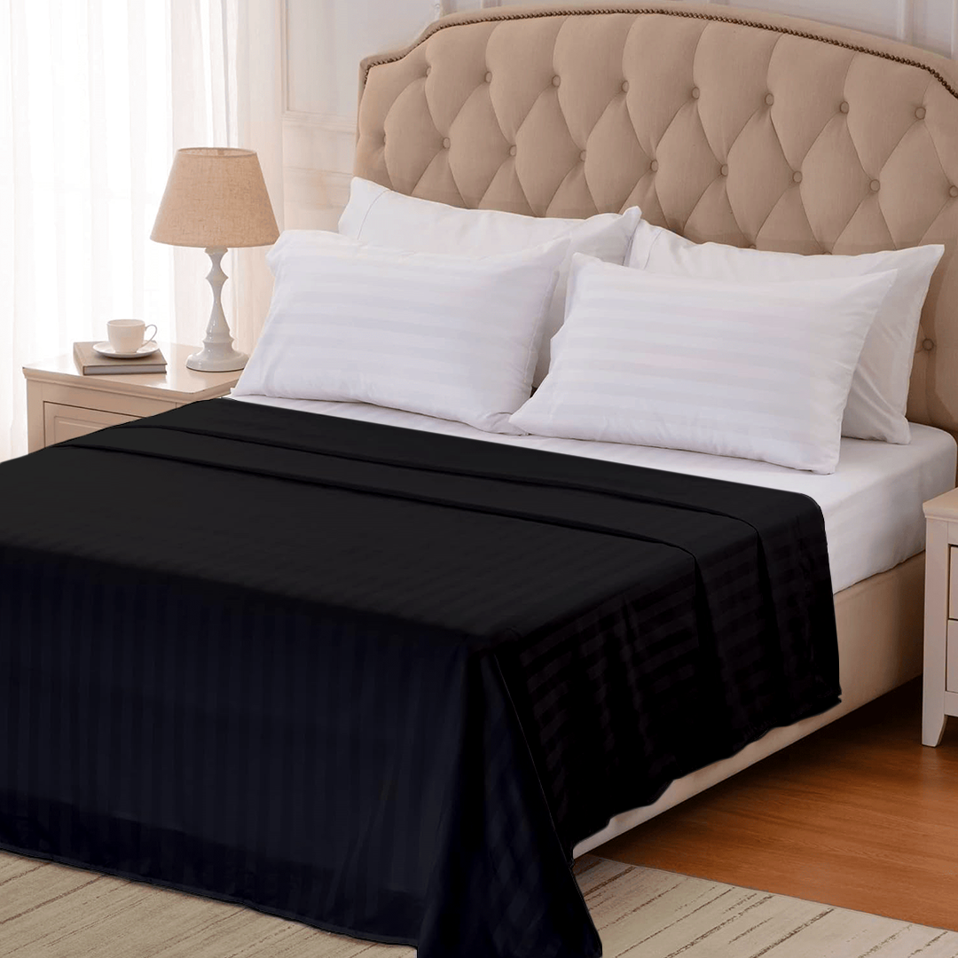 Black Stripe Flat Bed Sheet Only