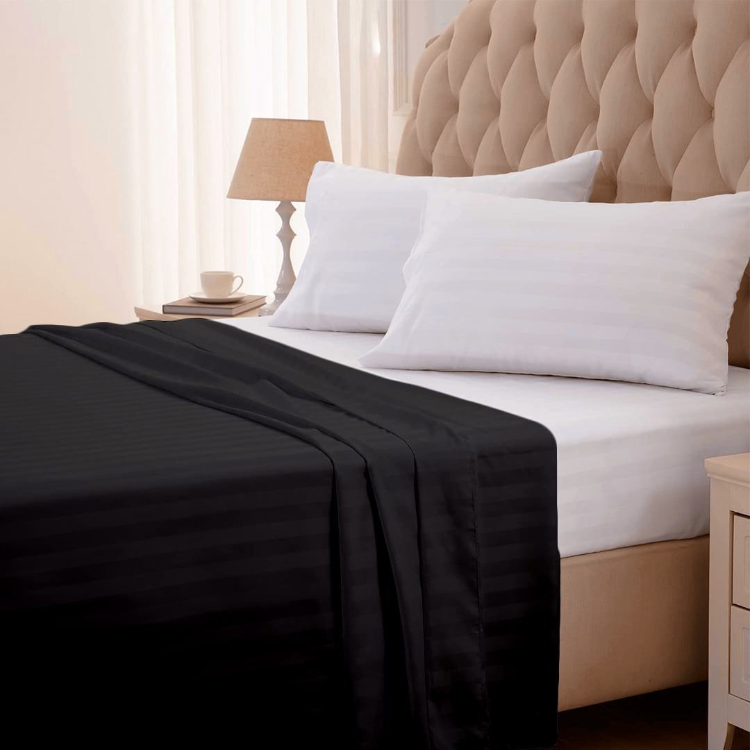 Black Stripe Flat Bed Sheet Only