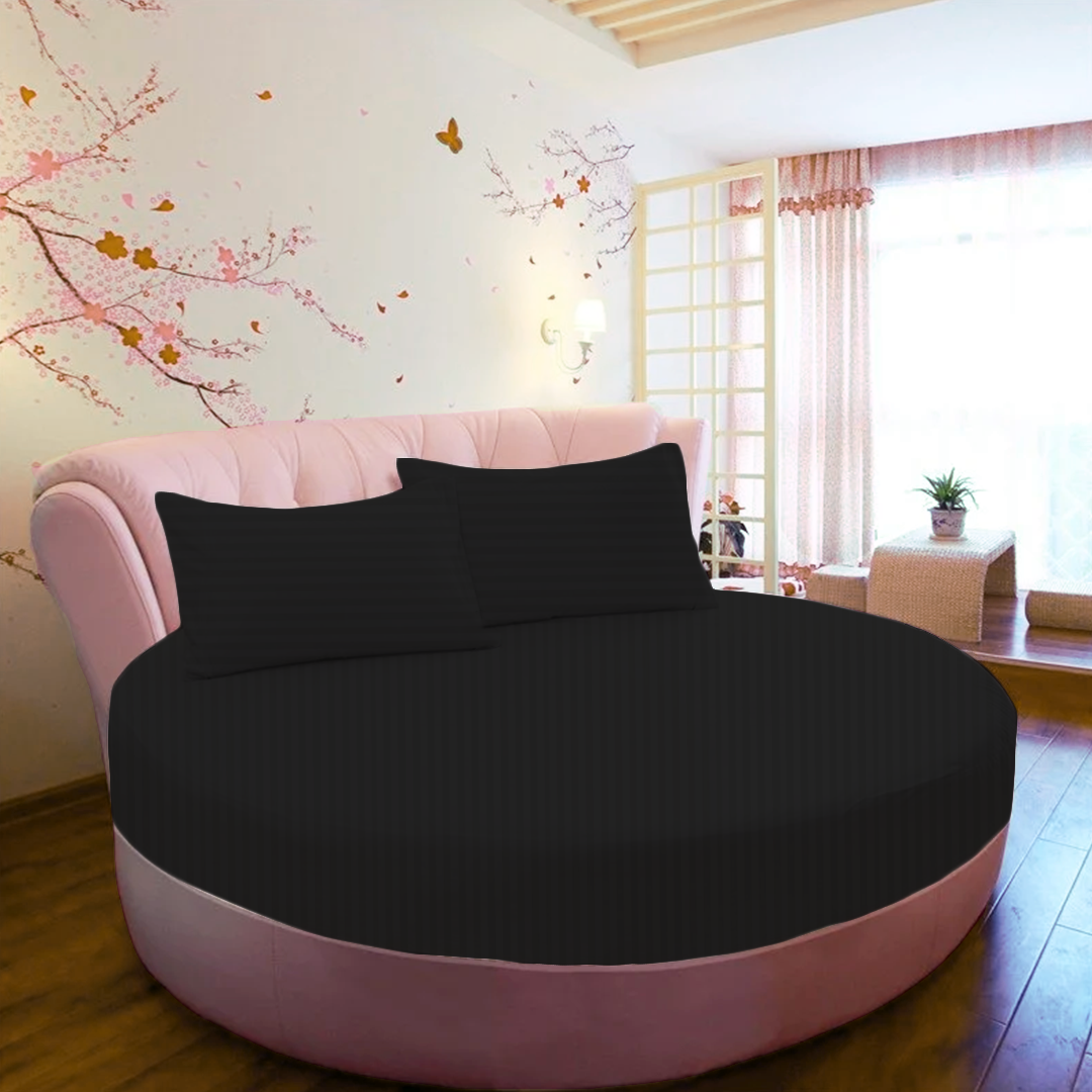 Black Round Stripe Bed Sheets