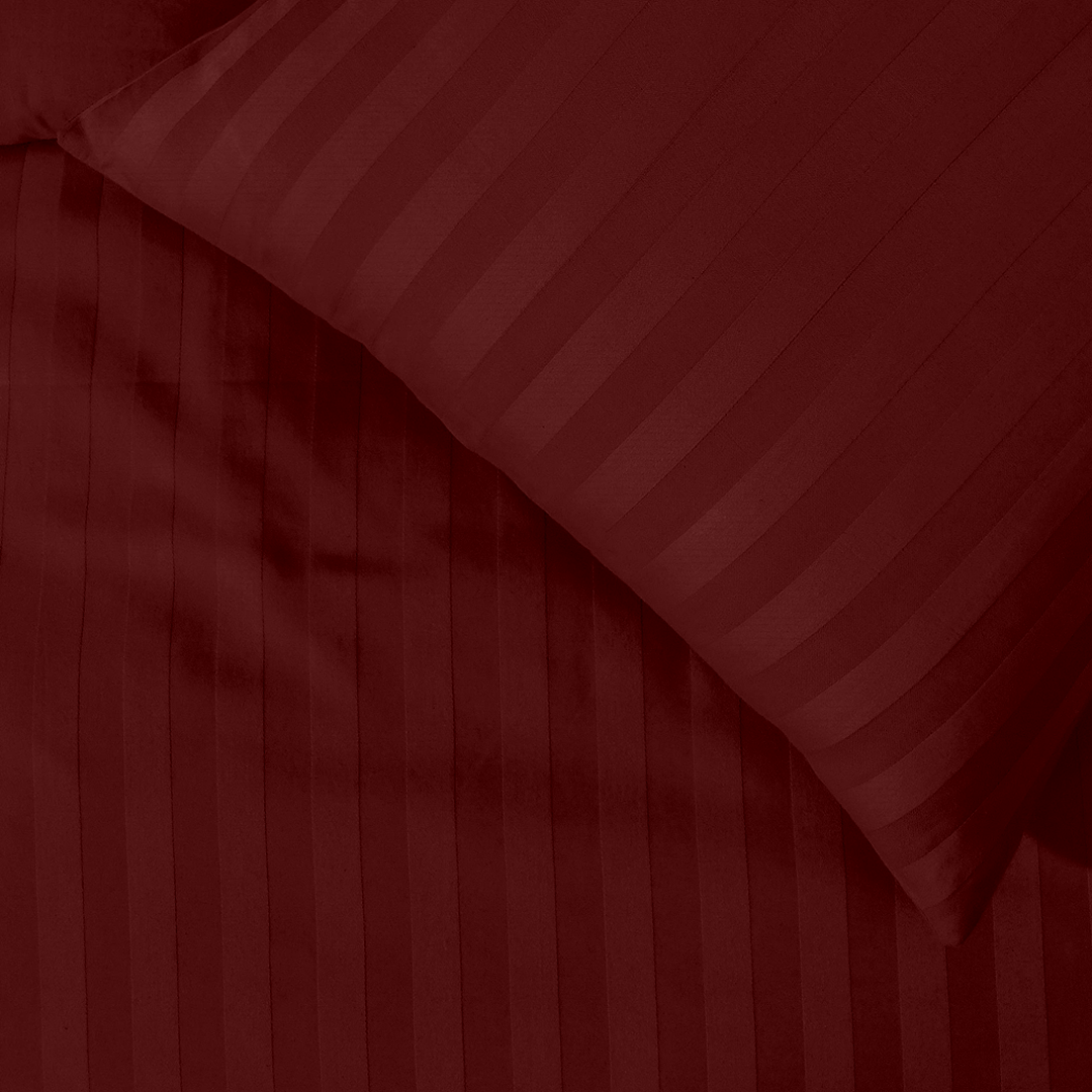 Burgundy Stripe Duvet Cover Set