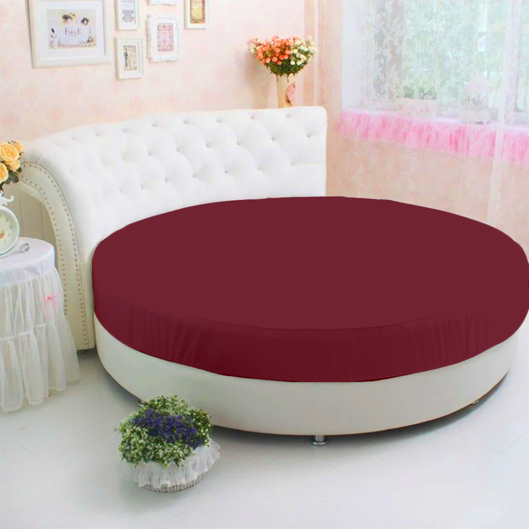 Burgundy Round Fitted Bed Sheet Only