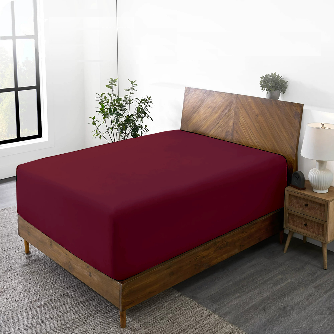 Burgundy Fitted Bed Sheet Only