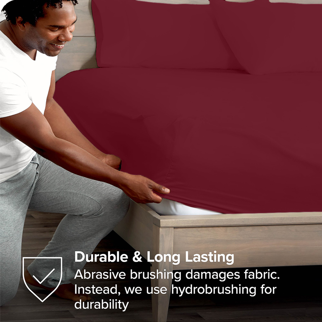 Burgundy Fitted Bed Sheet with Pillowcase