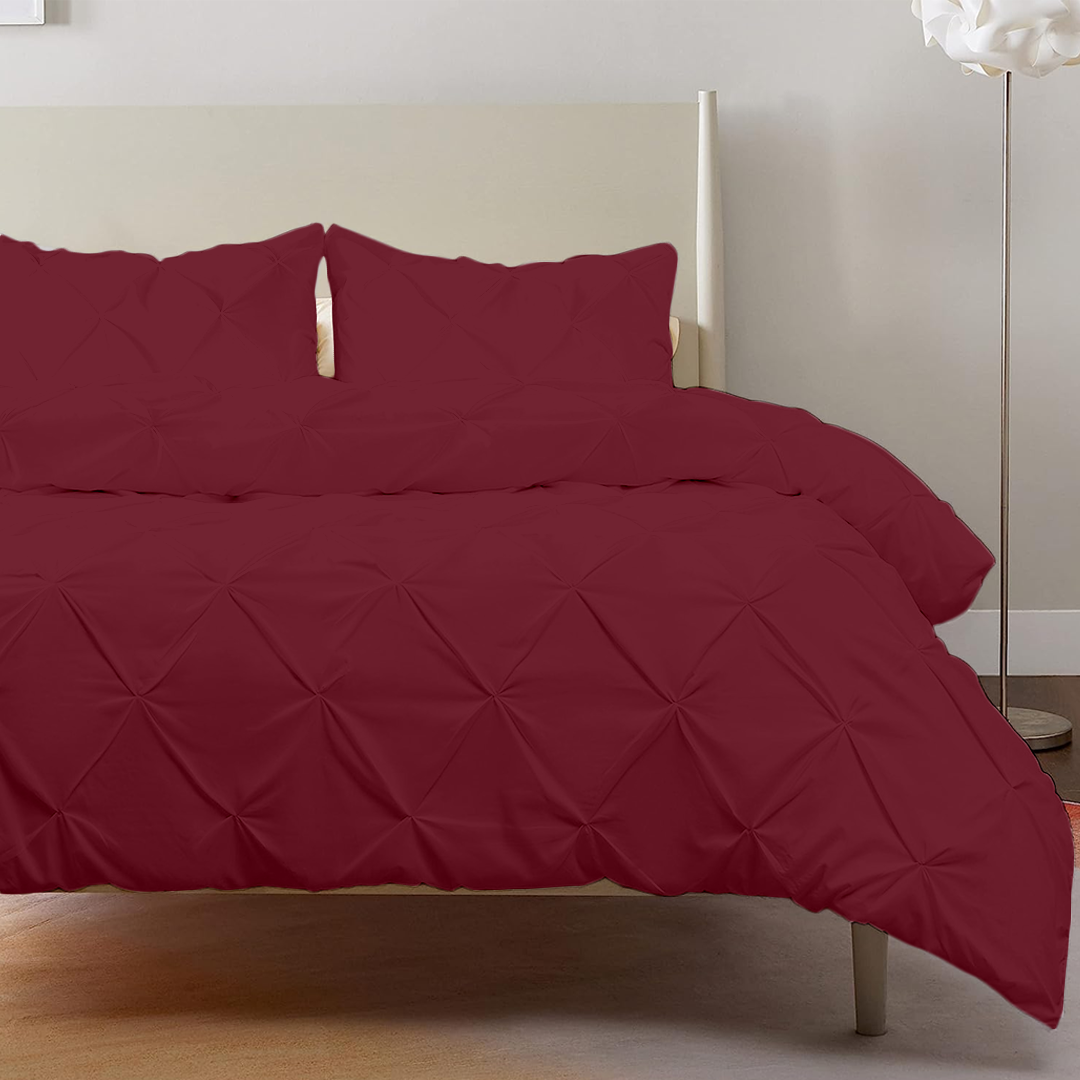 Burgundy Pintuck Duvet Cover Set