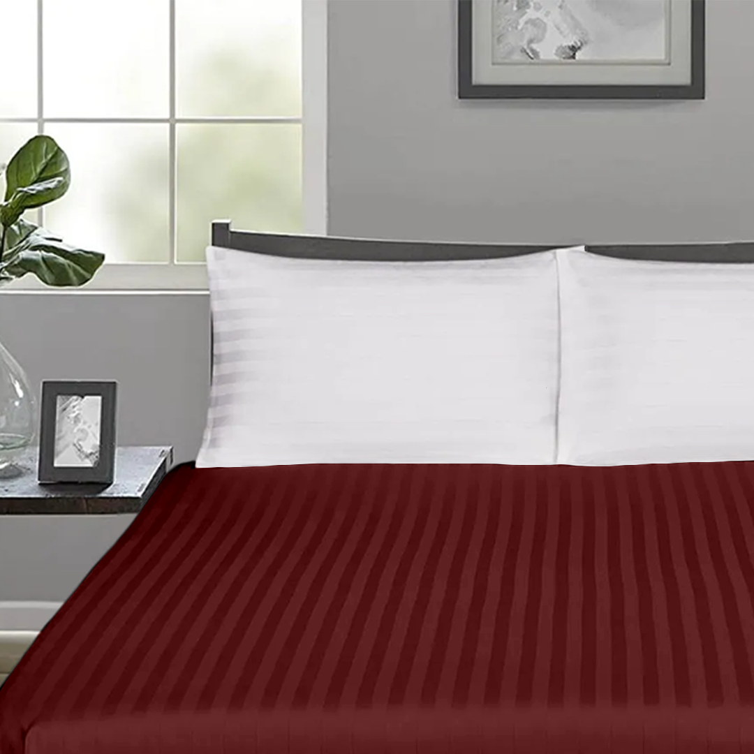 Burgundy Stripe Fitted Bed Sheet Only