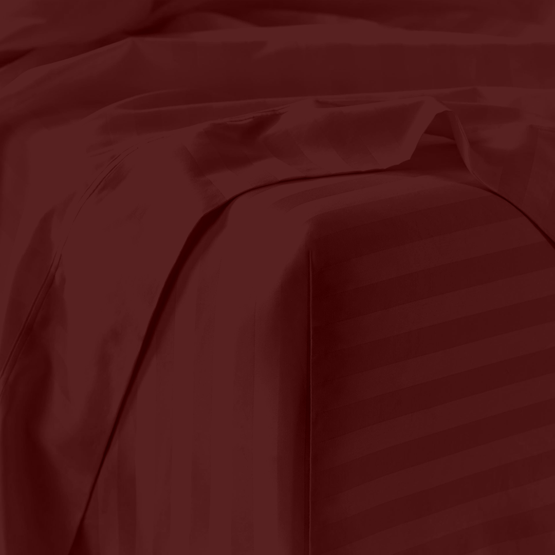 Burgundy Stripe Bed Sheets - ( 4-Piece )