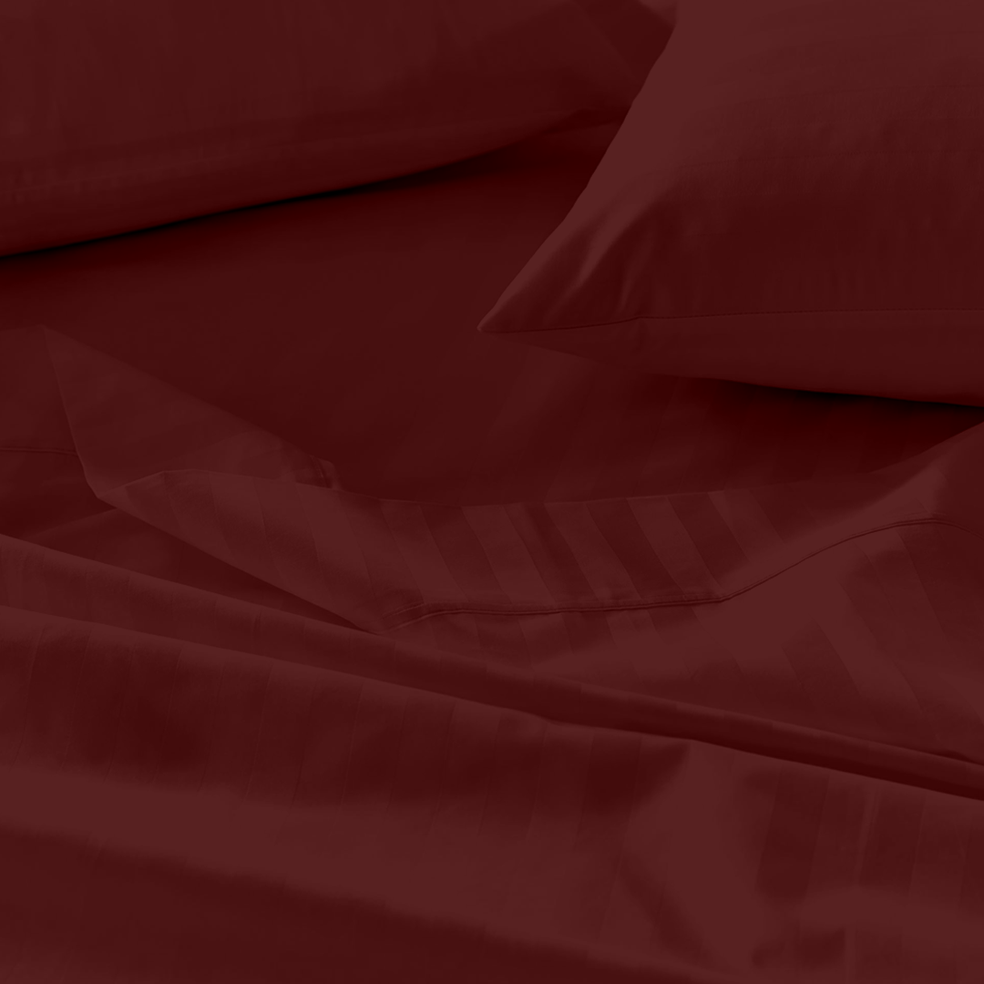 Burgundy Stripe Bed Sheets - ( 4-Piece )