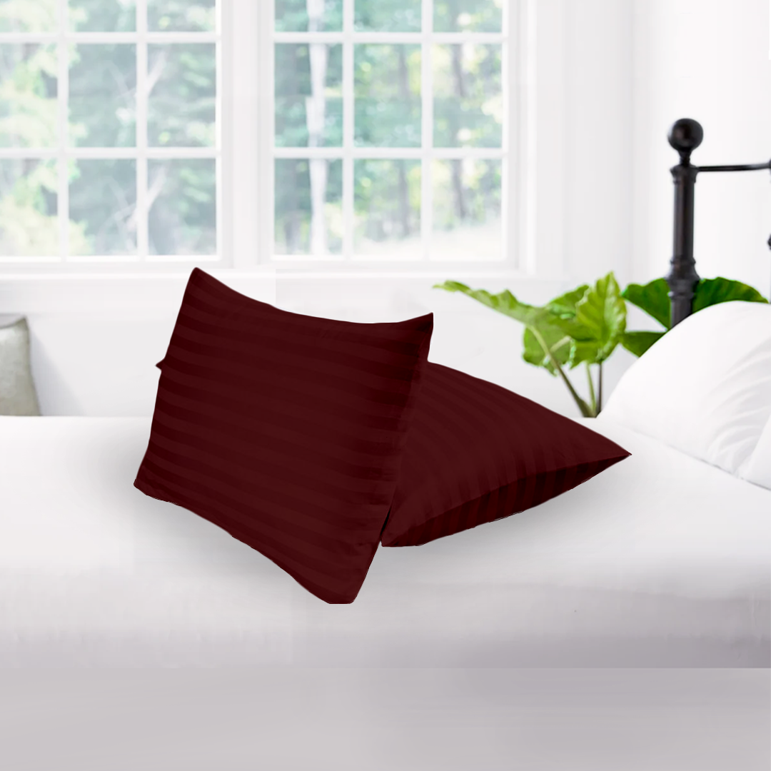 Burgundy Stripe Pillow Cases