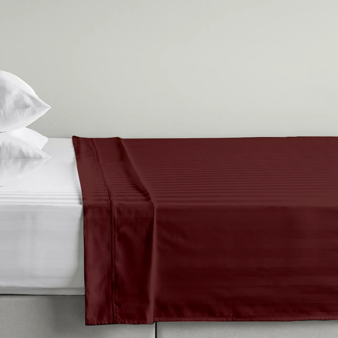 Burgundy Stripe Flat Bed Sheet Only
