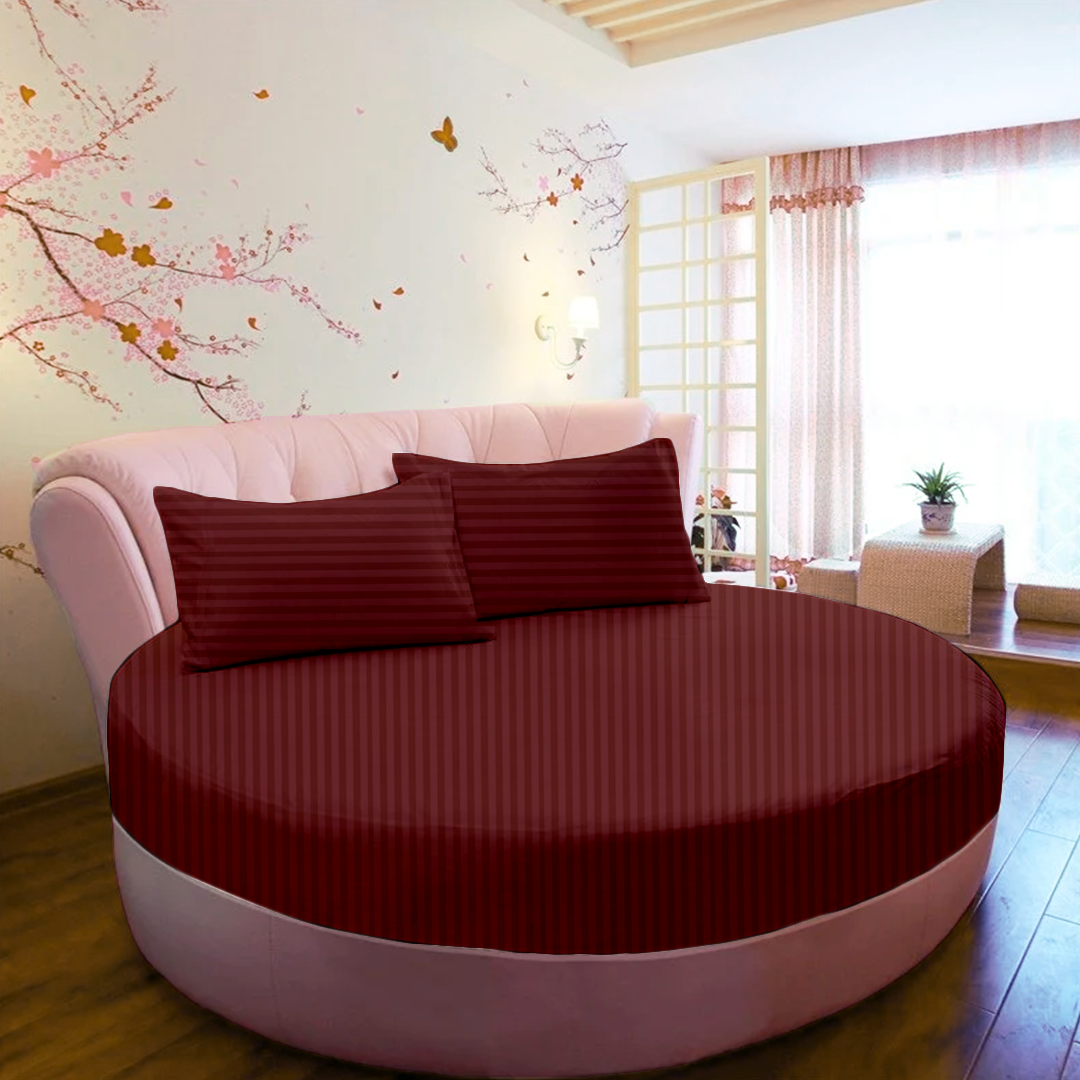 Burgundy Round Stripe Bed Sheets