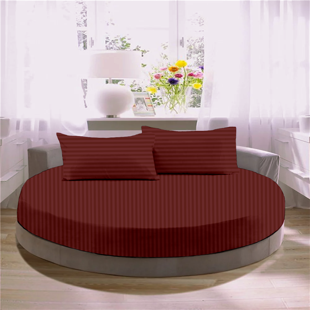 Burgundy Round Stripe Bed Sheets