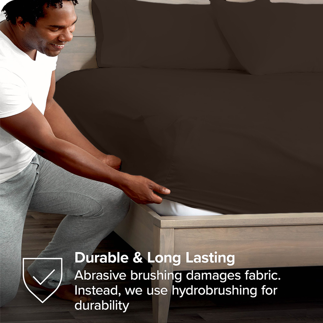 Chocolate Fitted Bed Sheet with Pillowcase