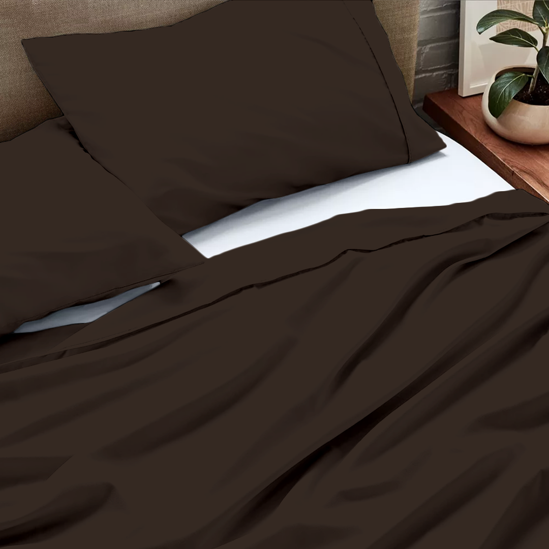 Chocolate Flat Bed Sheet with Pillowcase