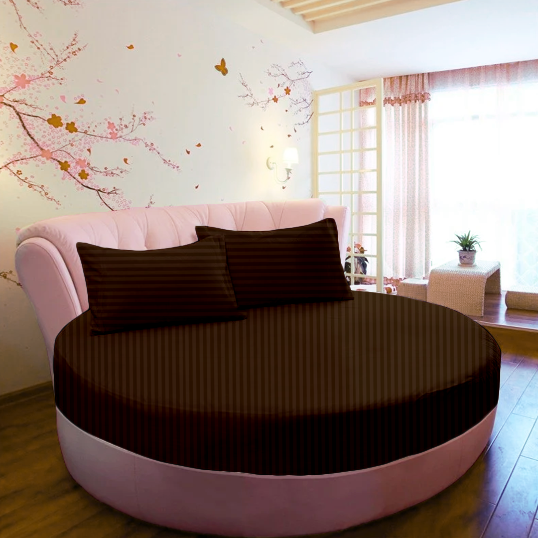 Chocolate Round Stripe Bed Sheets