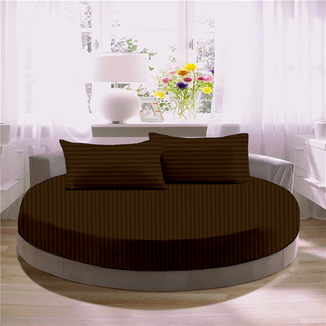 Chocolate Round Stripe Bed Sheets