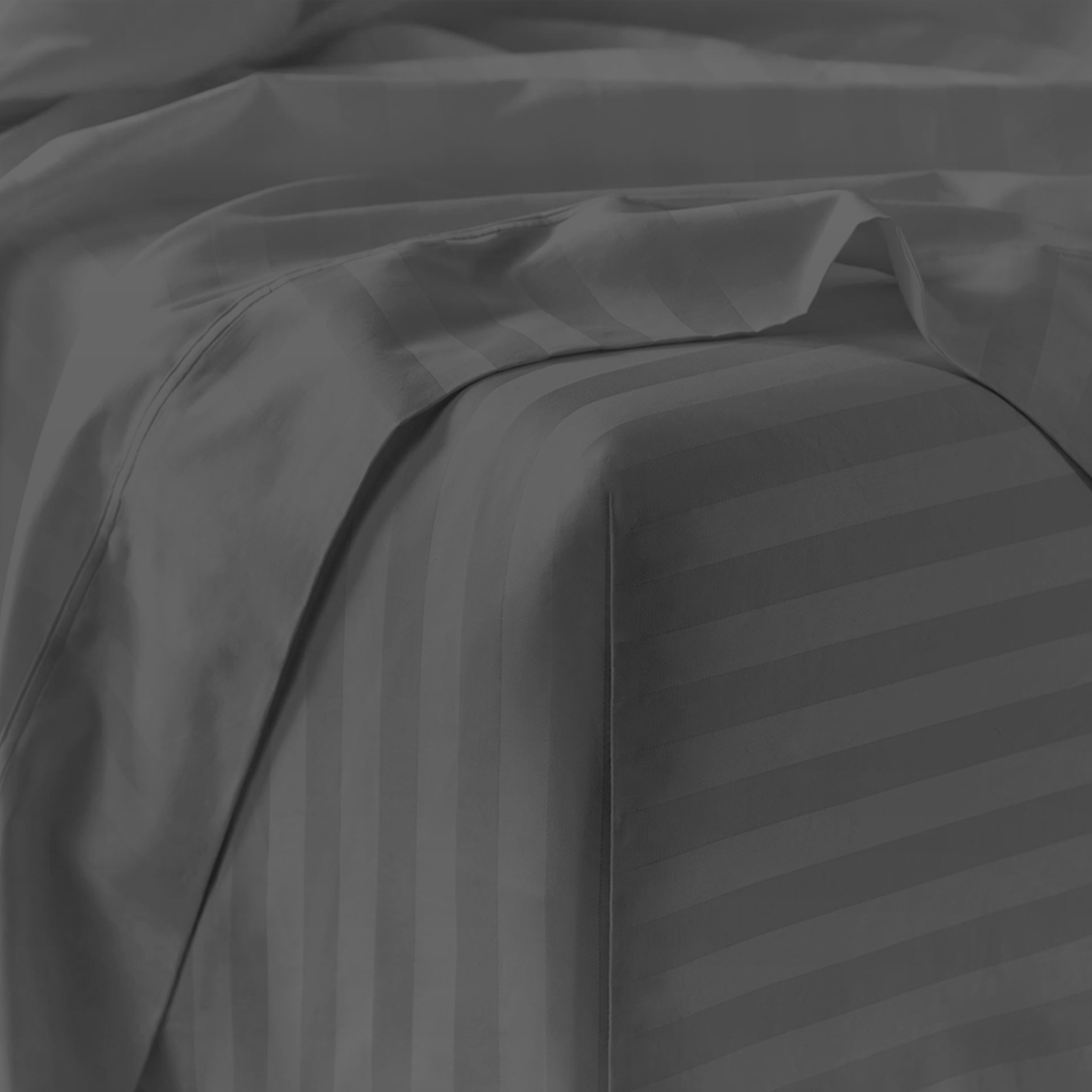 Dark Grey Stripe Bed Sheets - ( 4-Piece )