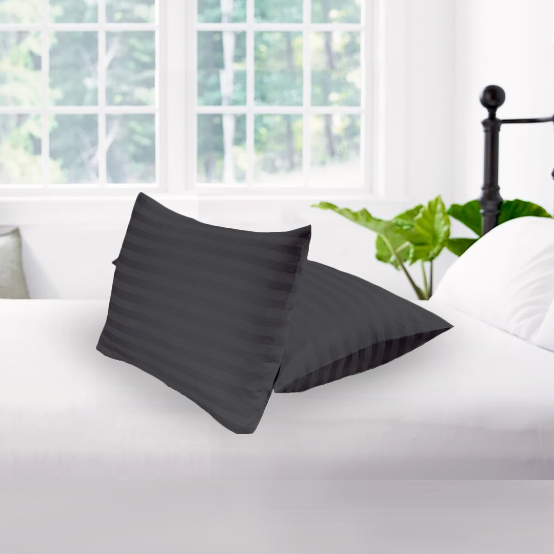 Dark Grey Stripe Pillow Cases