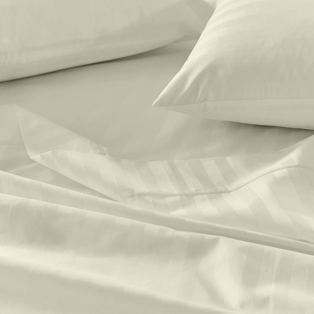Ivory Stripe Bed Sheets - ( 4-Piece )