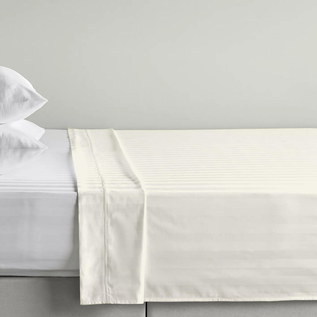 Ivory Stripe Flat Bed Sheet Only