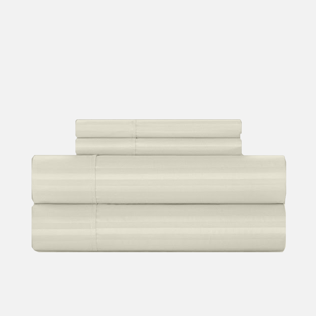 Ivory Stripe Bed Sheets - ( 4-Piece )