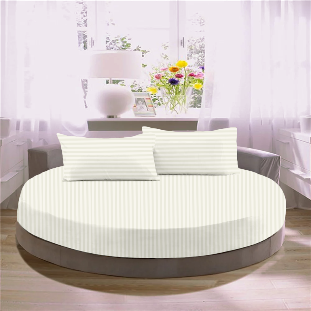 Ivory Round Stripe Bed Sheets