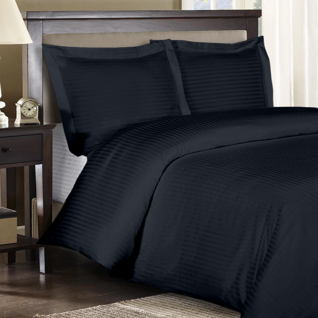 Navy Blue Stripe Duvet Cover Set