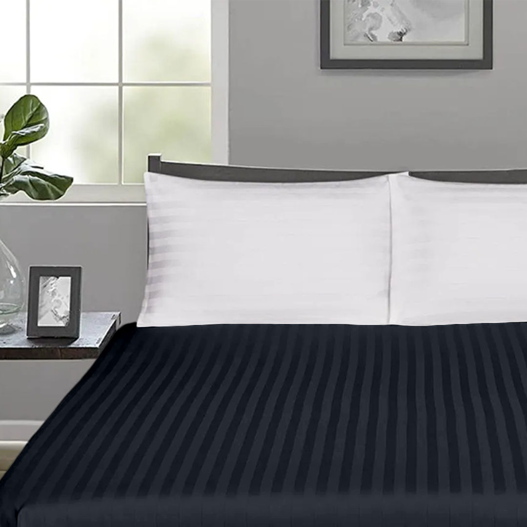 Navy Blue Stripe Fitted Bed Sheet Only
