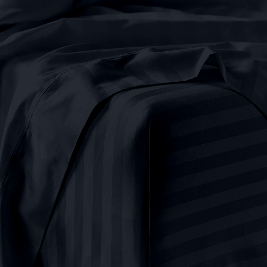 Navy Blue Stripe Bed Sheets - ( 4-Piece )