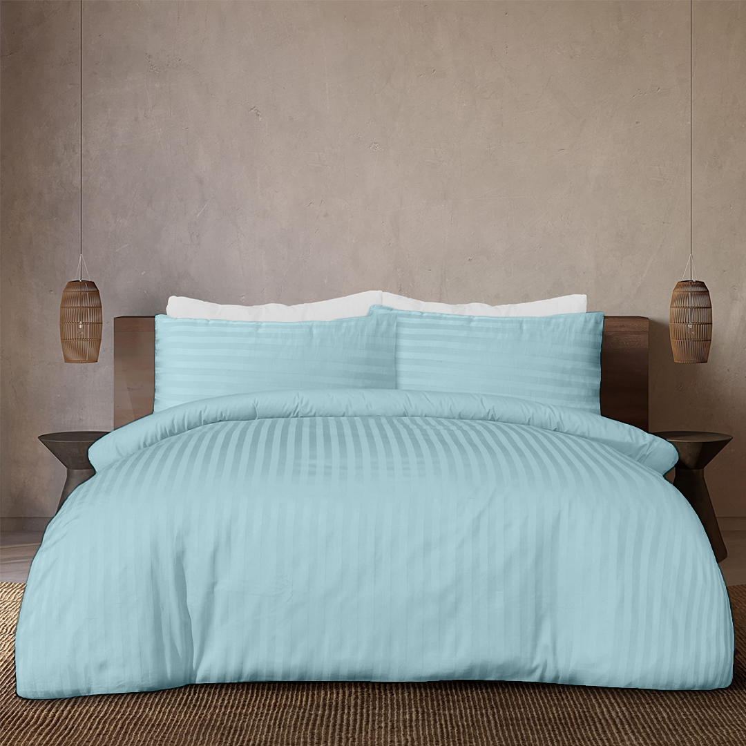 Light Blue Stripe Duvet Cover Set