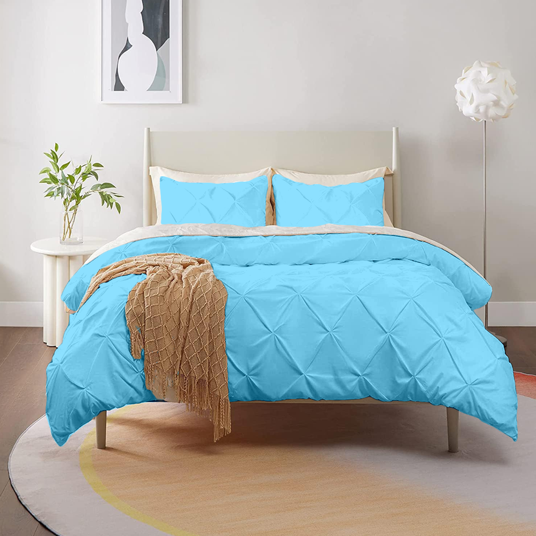 Light Blue Pintuck Duvet Cover Set
