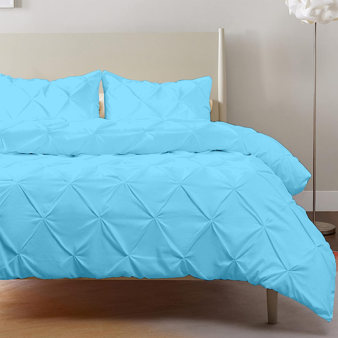 Light Blue Pintuck Duvet Cover Set