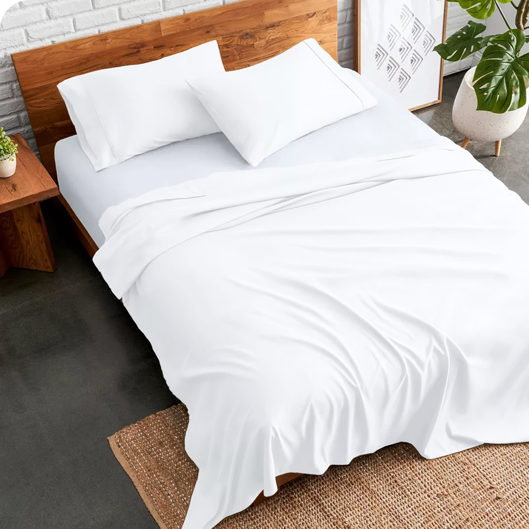 White Flat Bed Sheet with Pillowcase