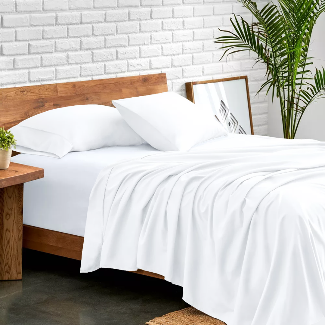 White Flat Bed Sheet with Pillowcase