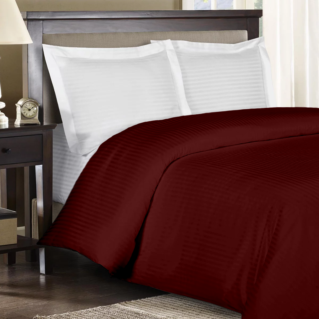 Burgundy Stripe Duvet Cover