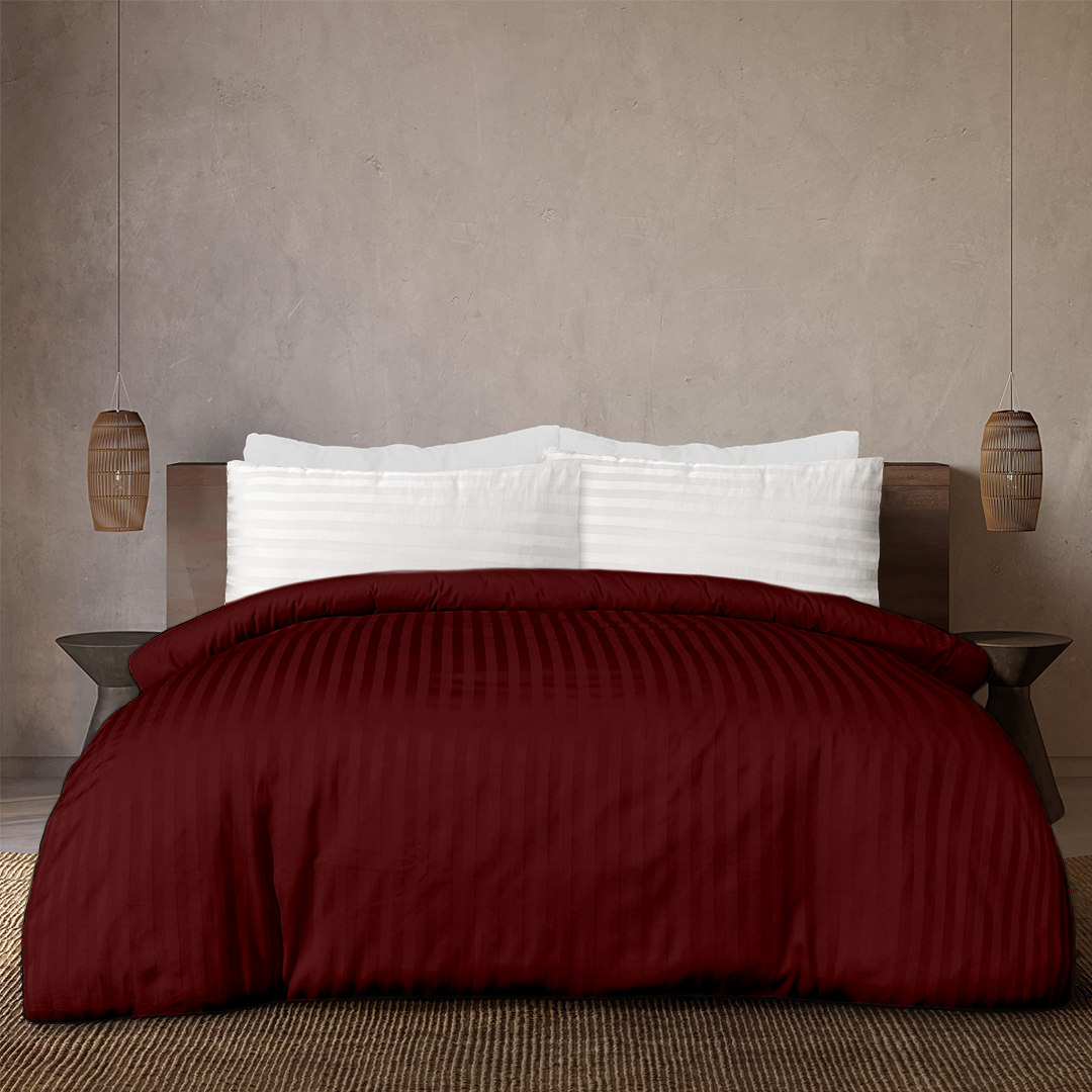 Burgundy Stripe Duvet Cover