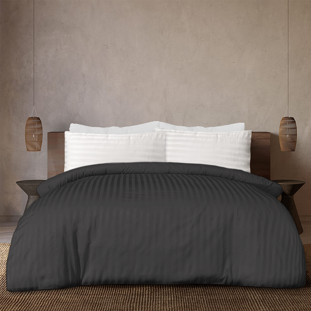 Dark Grey Stripe Duvet Cover