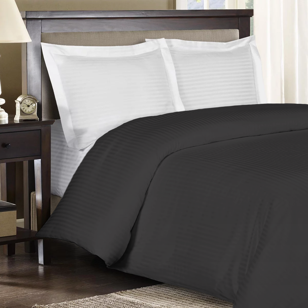 Dark Grey Stripe Duvet Cover