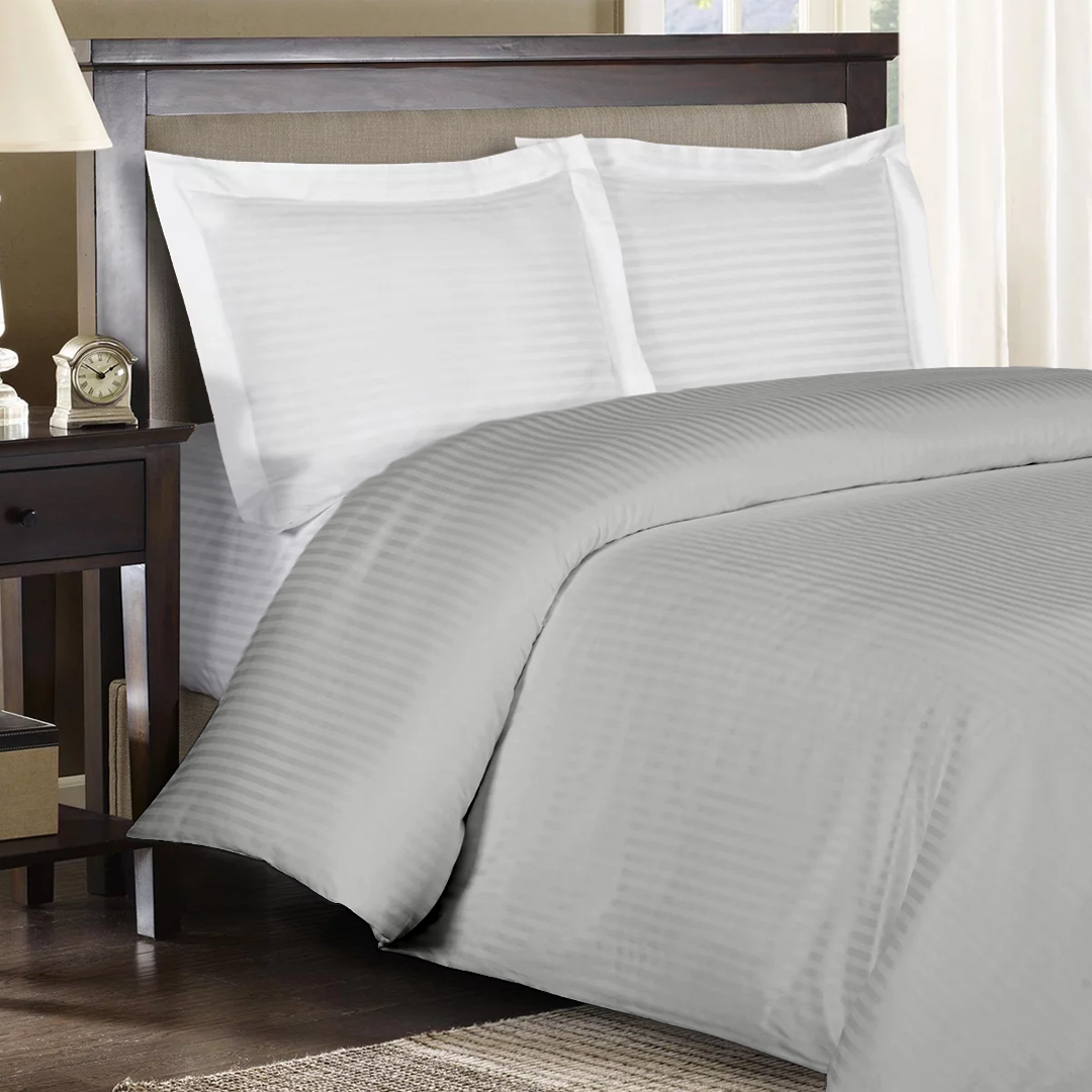 Light Grey Stripe Duvet Cover