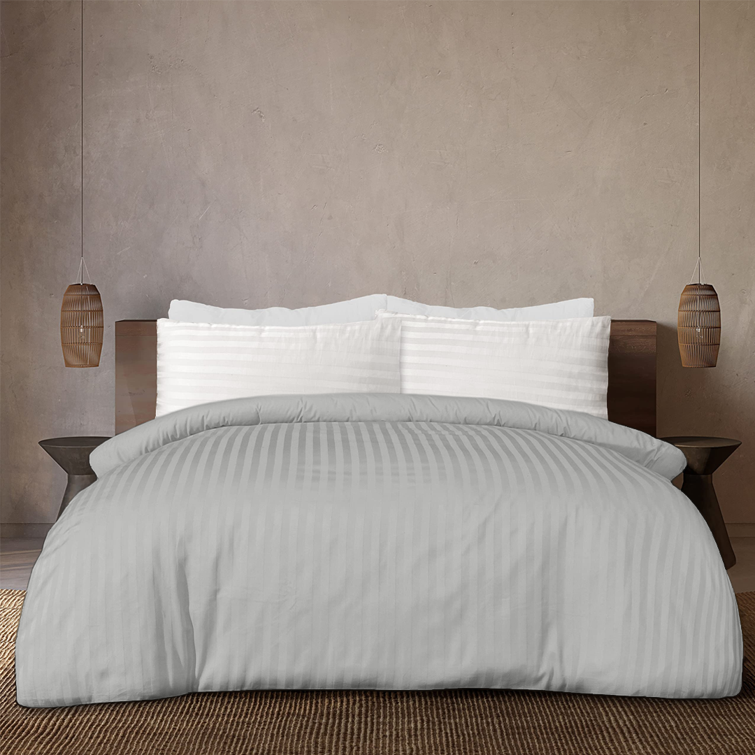Light Grey Stripe Duvet Cover