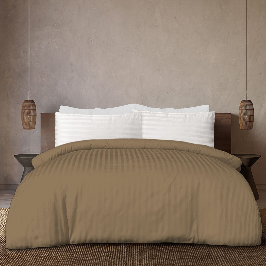 Taupe Stripe Duvet Cover
