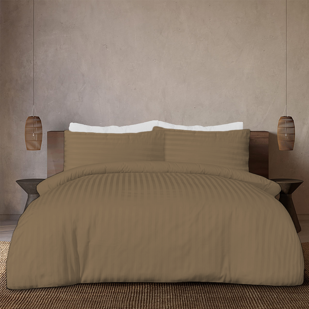 Taupe Stripe Duvet Cover Set