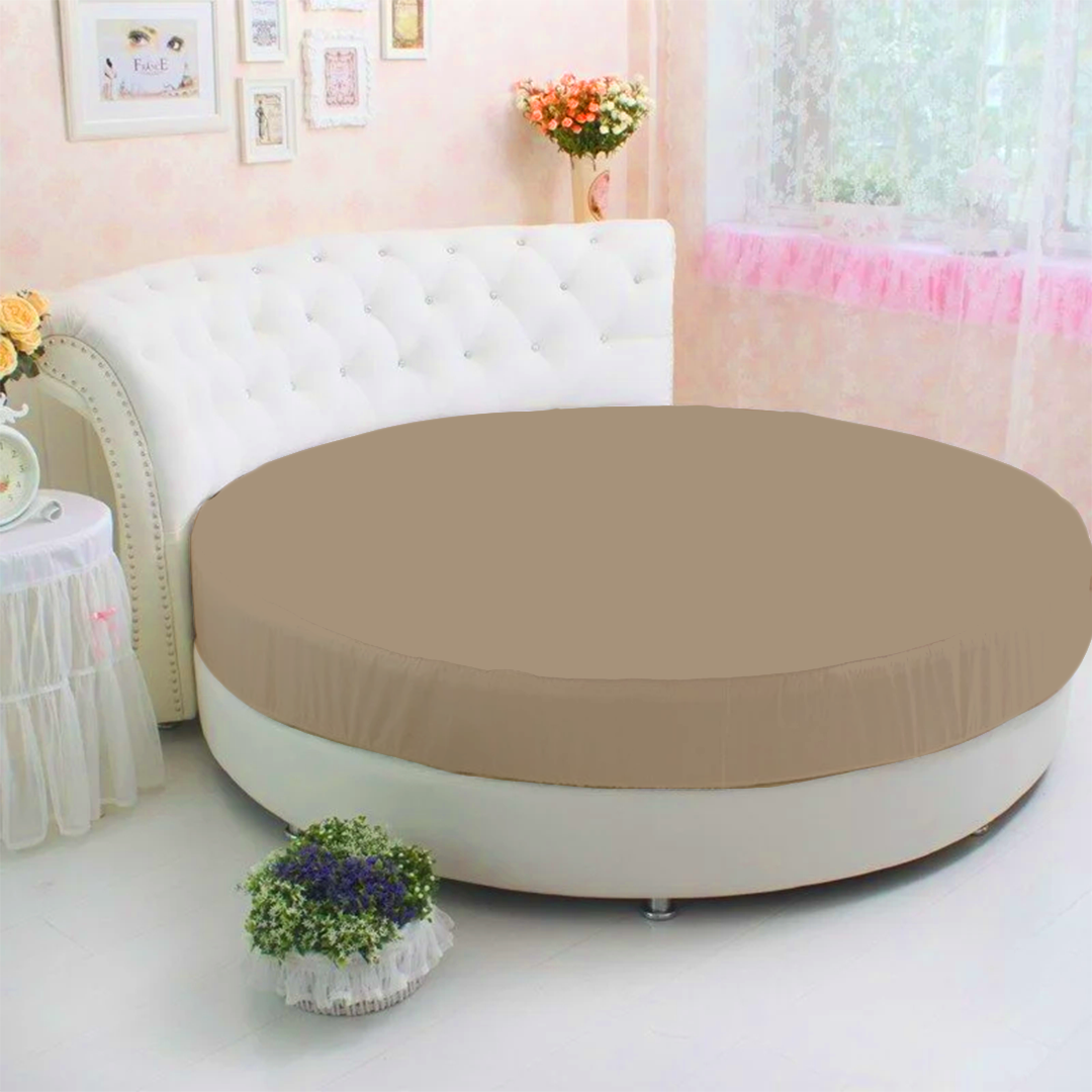 Taupe Round Fitted Bed Sheet Only