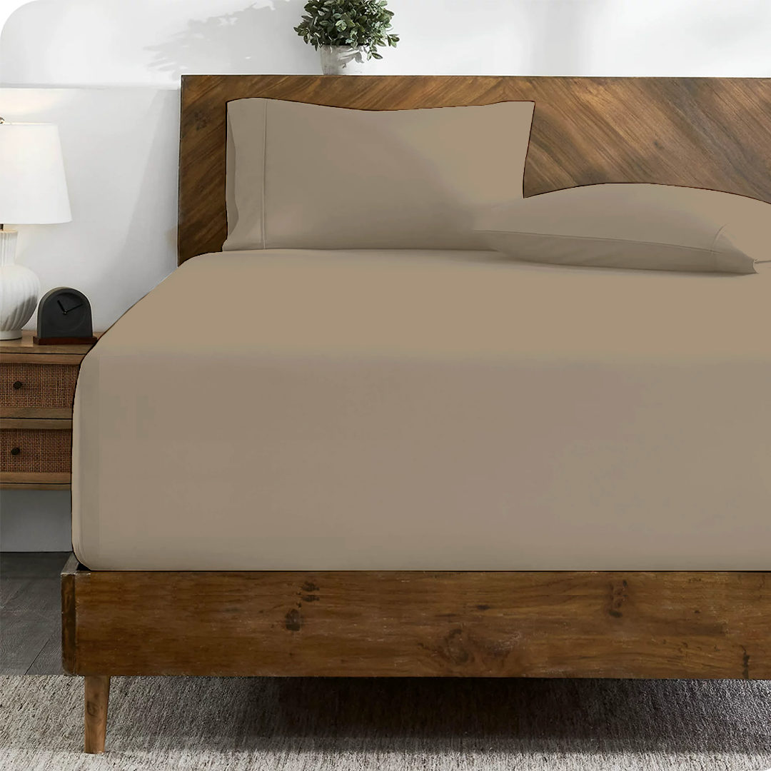 Taupe Fitted Bed Sheet with Pillowcase