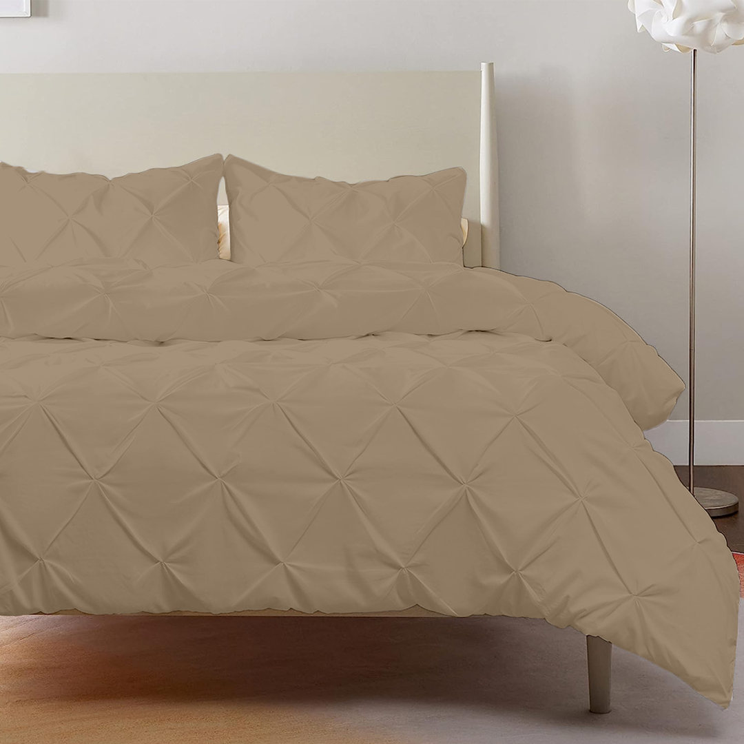 Taupe Pintuck Duvet Cover Set