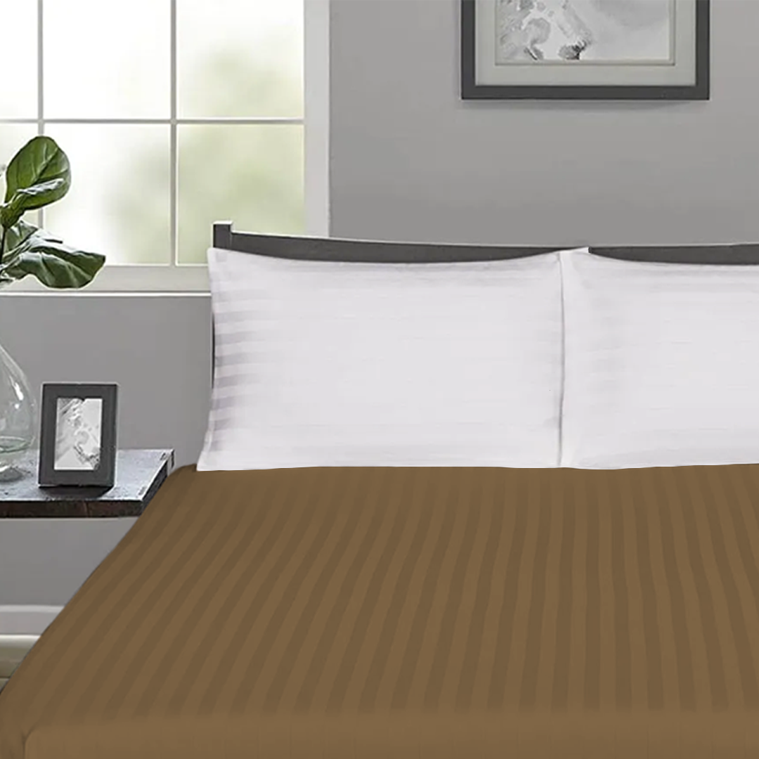 Taupe Stripe Fitted Bed Sheet Only