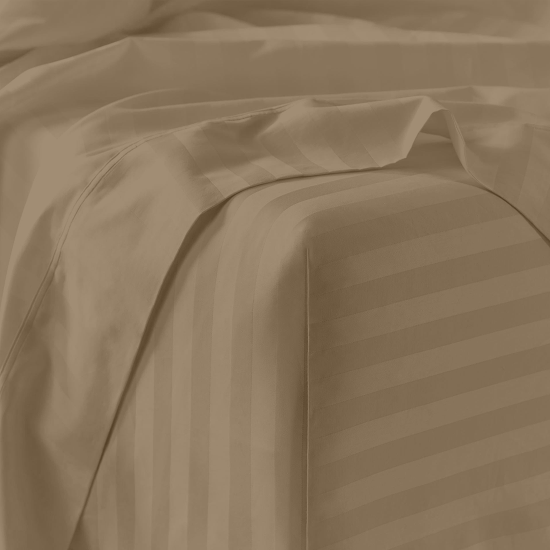 Taupe Stripe Bed Sheets - ( 4-Piece )