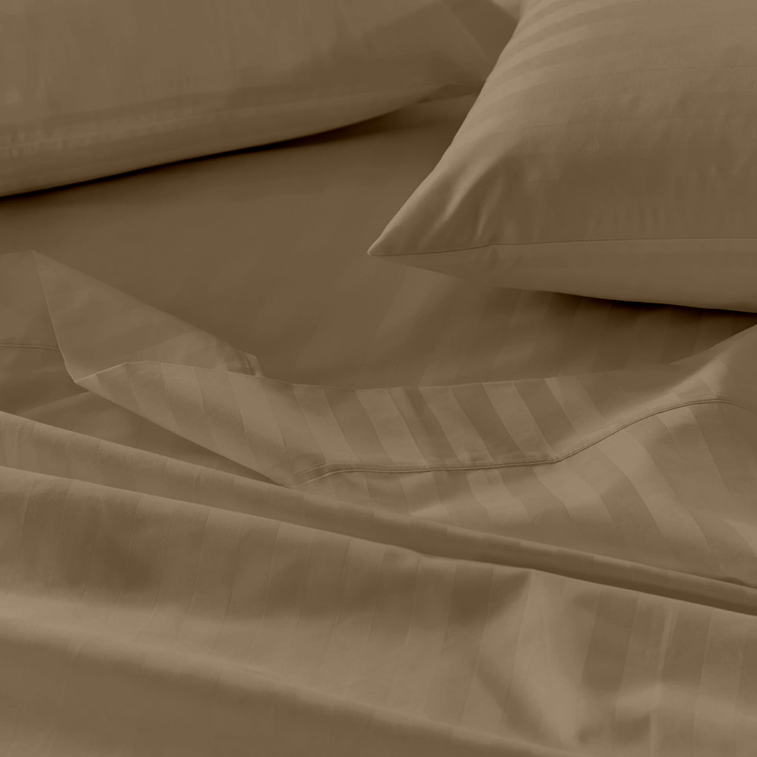 Taupe Stripe Bed Sheets - ( 4-Piece )